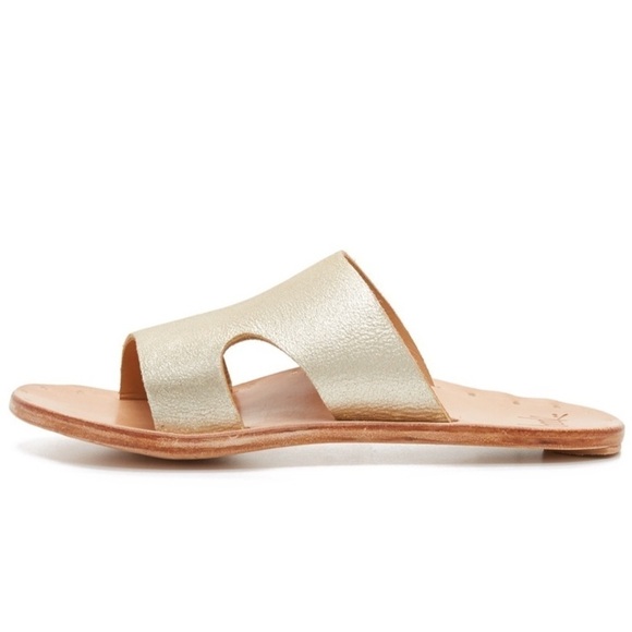 Beek Blackbird Bronze Gold Metallic Leather Slide Sandals Size 5 - Picture 4 of 13